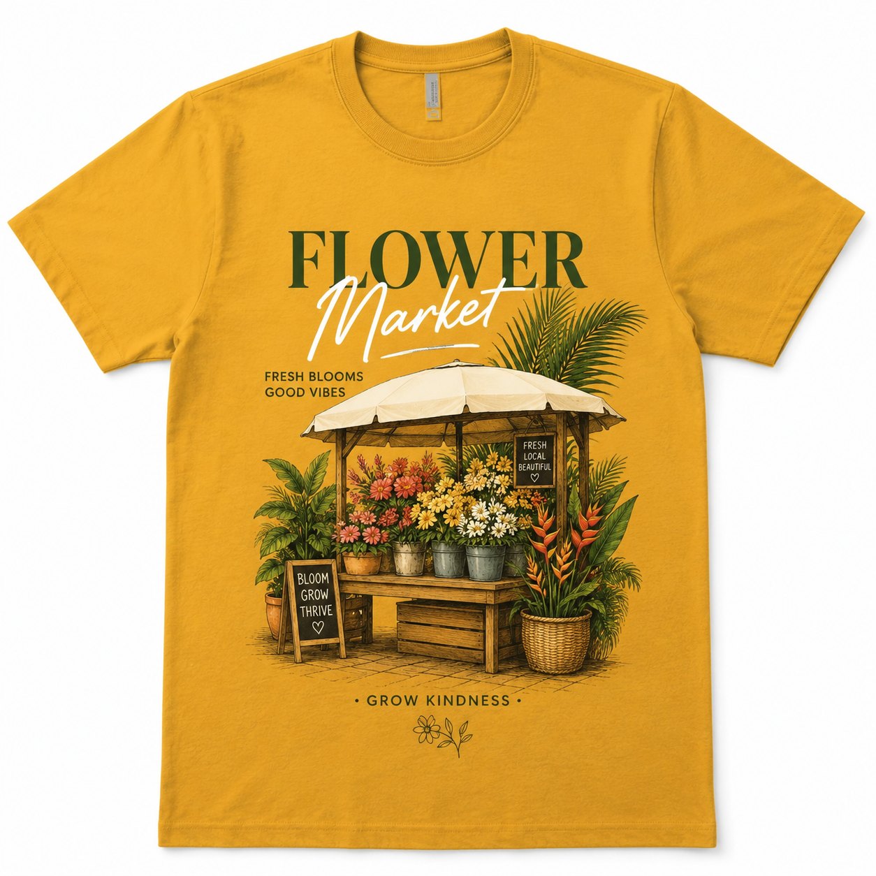 Flower Market — Mustard T-shirt